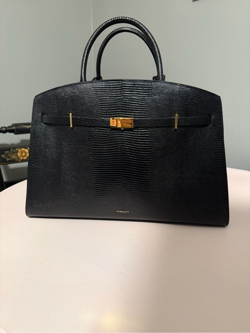 SUPER RARE! DeMellier "The Hudson" Black Lizard
Effect Leather w/ Gold Hardware🖤